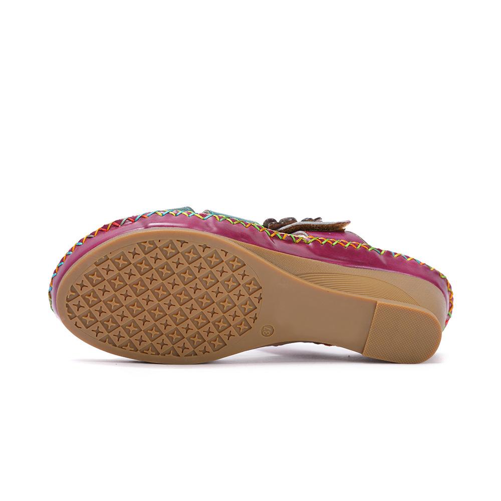 Johnature Тапочки, женская обувь, летние шлепанцы из натуральной кожи с ручной росписью, лаконичные женские тапочки ручной работы