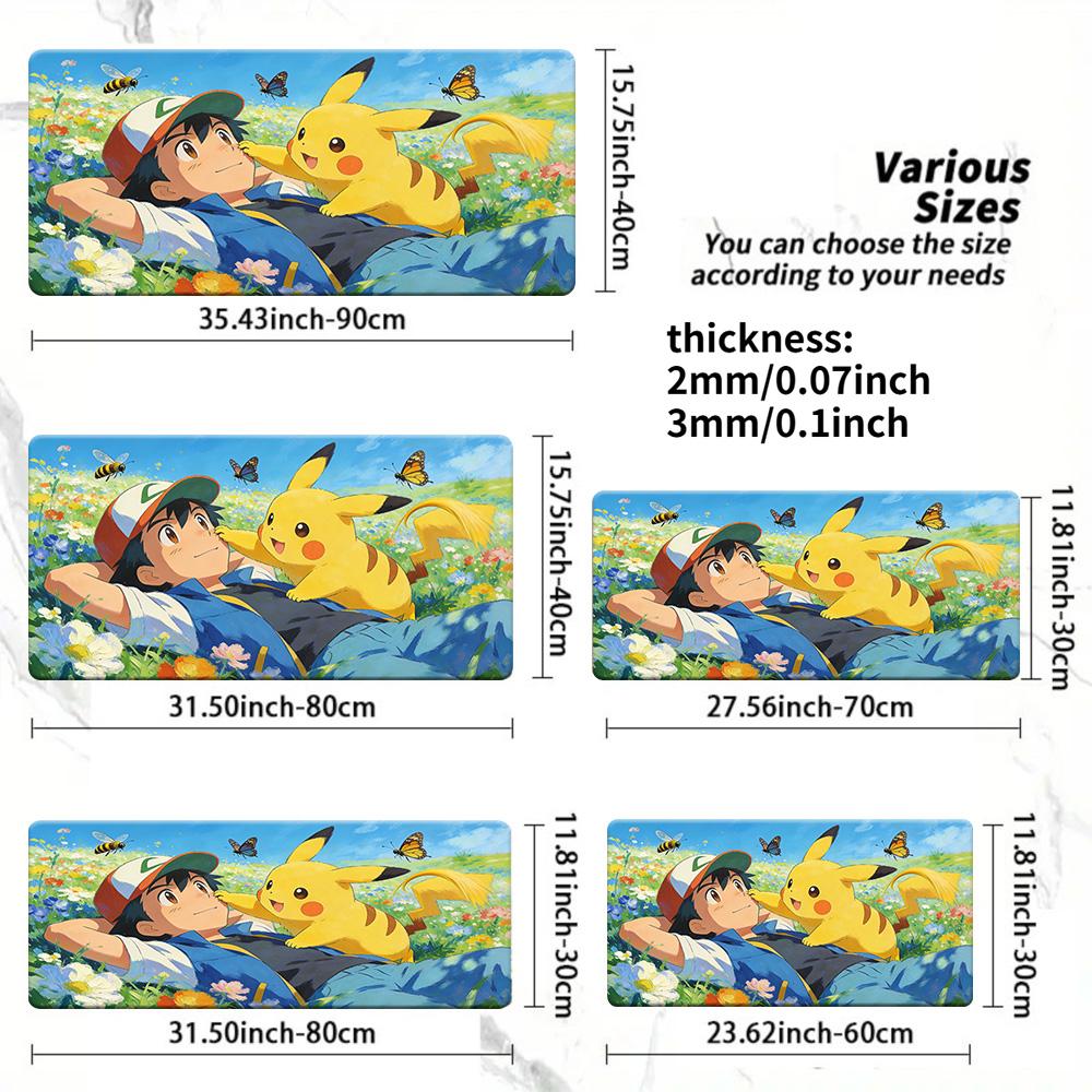Ash Pikachu Vibrant Pop Art Gaming Desk Mat NonSlip Washable Mouse Pad