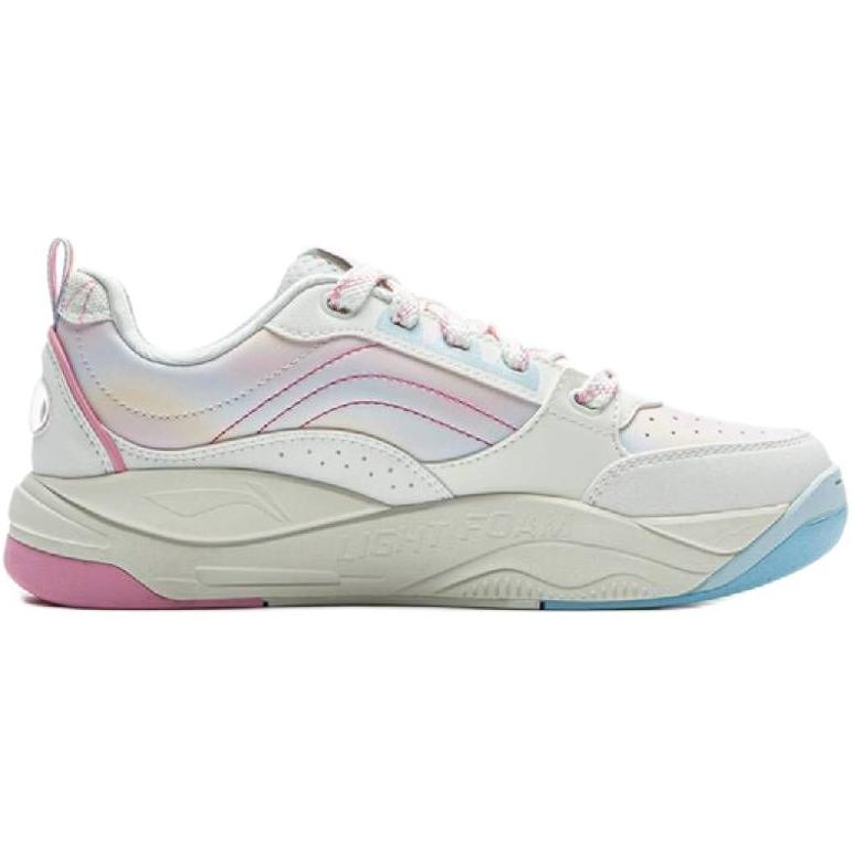 Li Ning Детская спортивная повседневная удобная мягкая нескользящая износостойкая низкая обувь мужские кроссовки молочно-белый светло-голубой YKCV018-2