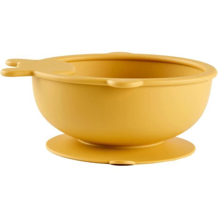 Bol Ventouse - THERMOBABY - Silicone - Jaune Miel, Antidérapant Et Incassable