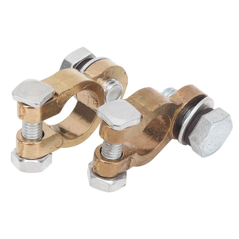 2PCS Alloy Battery Terminal Connectors Brass Positive Negative Terminals Top Post Connectors Boat