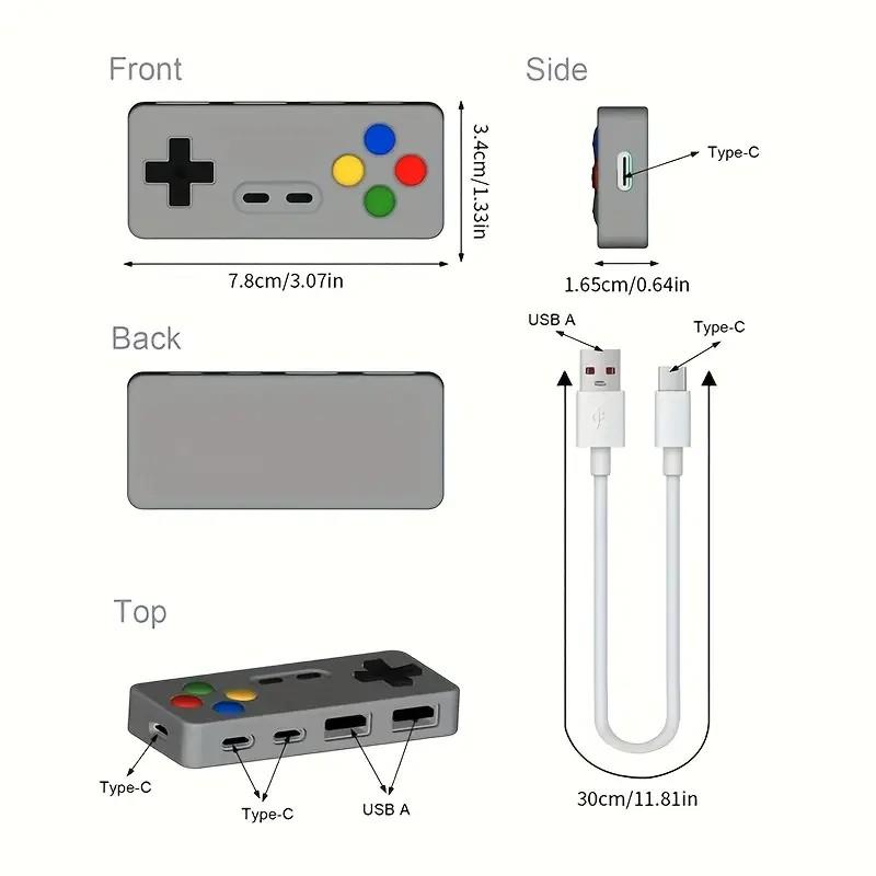 Портативный креативный USB-хаб 4-в-1, USB-расширитель с 2 портами Type-C и 2 портами USB, Plug and Play без драйверов