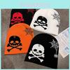 Fashion Knitted Hat With Skull And Spider Web Embroidered Design Halloween For
