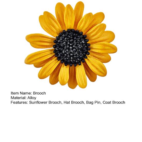 Sunflower Brooch Pin for Women Yellow Flower Collar Pin Chrysanthemum Brooch Coat Hat Sweater Accessories
