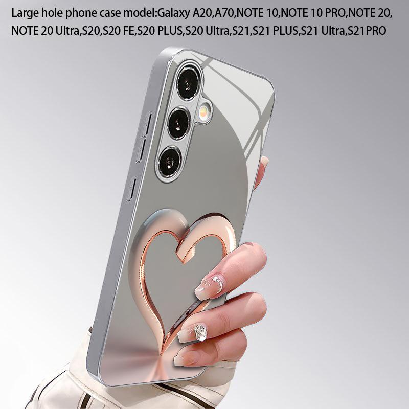 Чехол для телефона 2D с узором «Сердце и Розы» для Samsung S26 S25 S24 S23 S22 S21 S20 A56 A36 A16 - Электрооцинкованный стеклянный защитный чехол