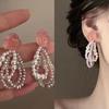 Hand-woven Long Faux Pearl Earring Fashion Temperament Women Cute Romantic Earrings Jewelry Accessories Gifts