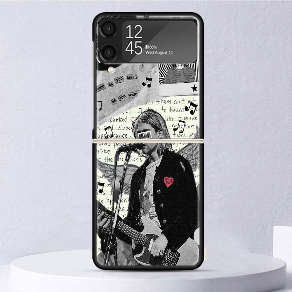 Retro Singer Kurt Cobain Shockproof Case For Samsung Galaxy Z Flip 7 6 5 4 3 5G Phone Cover Z Flip3 Flip4 Flip5 Flip6 Flip7 Shel