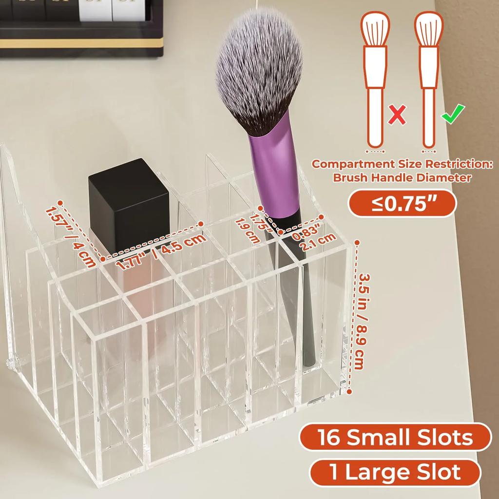 1PCS Makeup Organizer Cosmetic Brush Holder Cosmetic Display Case Cosmetic Shelf Transparent With Lid Dustproof, Waterproof