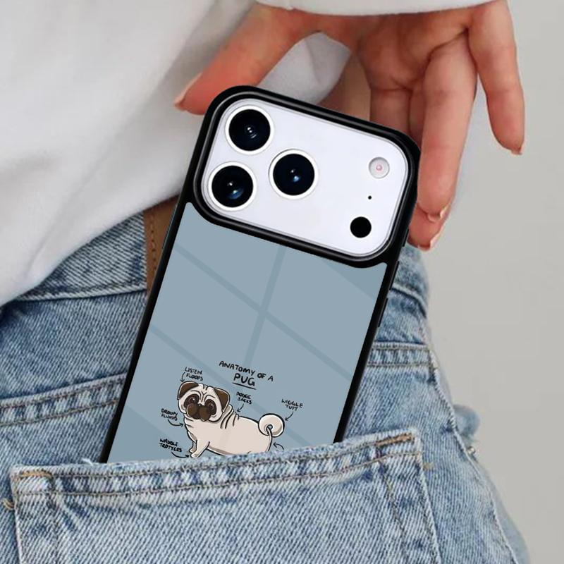 Cute Pug Dog Phone Case for iPhone 16e 15 14 13 12 17 Pro Max Plus Air 17pro Cover Coque