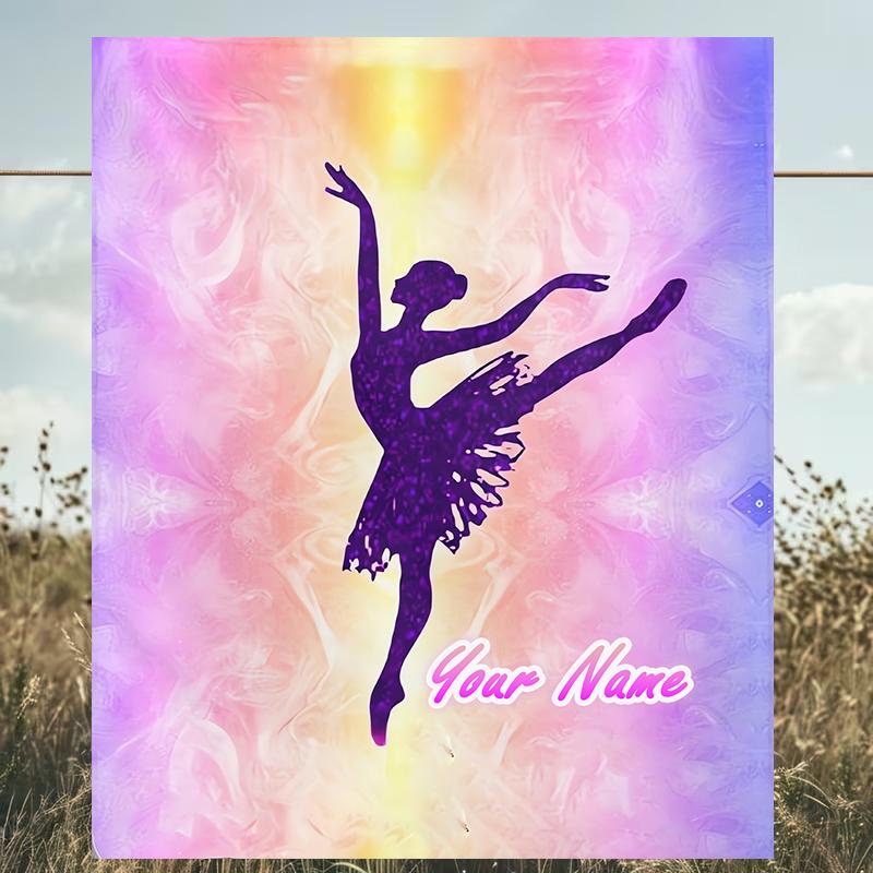 1PC Custom Name Ballerina Graceful Pose outdooor Flannel blankets Patterns Throw Blanket All-Season Soft Gift for Couch, Bed, Camping gifts