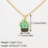Nidin New Trendy Succulent Plant Potted Pendant Necklace For Women Female 3 Colors Choice Enamel Drip Oil Daily Party Jewelry