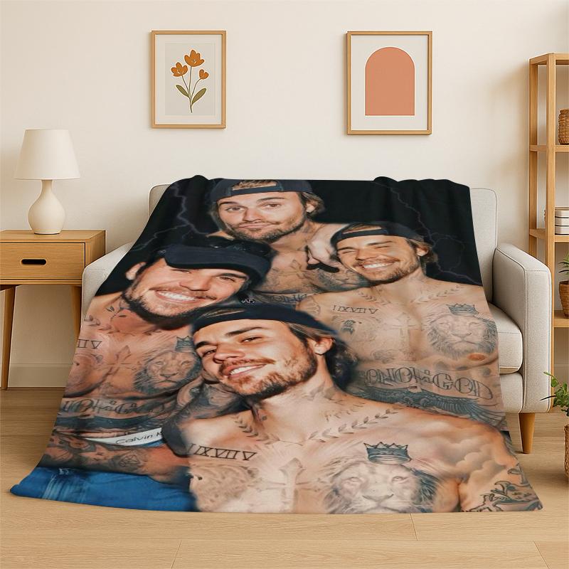 3D Singer Star Flannel Blanket Soft Warm Throw Blanket for Bedroom Living Room Bed Travel Camping Picnic Gift