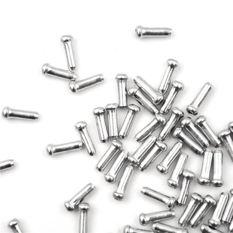 100 шт. серебряный алюминиевый велосипедный тормозной переключатель, внутренний тросик, наконечники проводов, обжимные колпачки