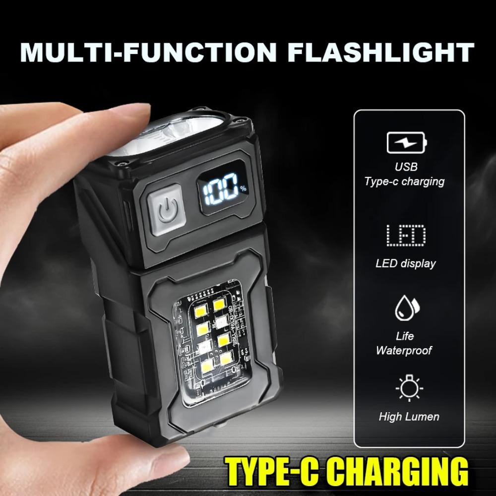 5000LM LED SMD COB High Power Keychain Flashlight Type-C Charging IP45 Waterproof Compact Portable Work Lantern