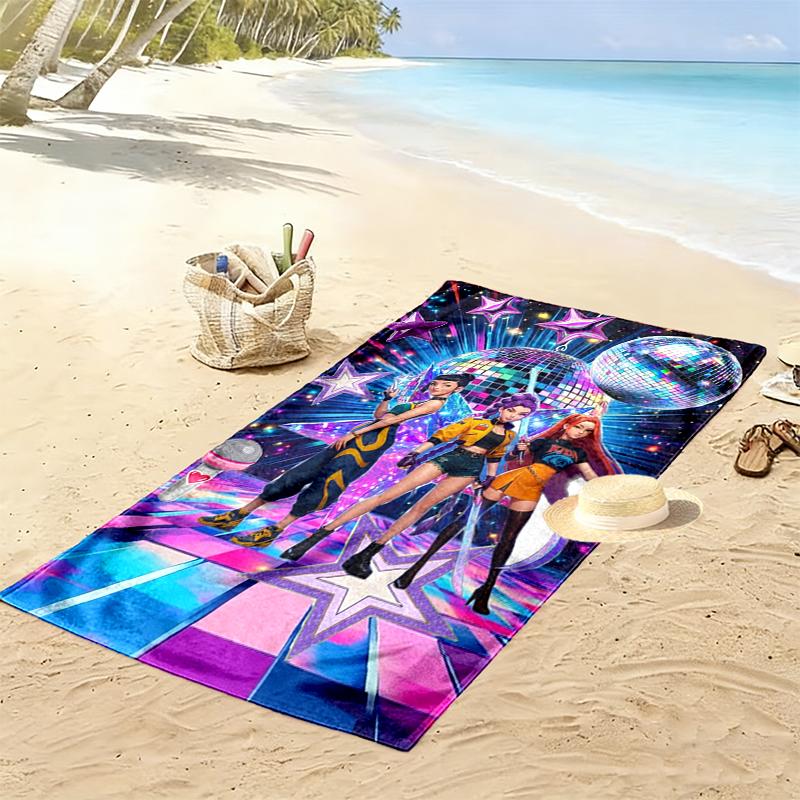 1pc Kpop Demon Hunters Beach Towel Ideal Birthday Gift For Family, A Vibrant Beach Towel Suitable for Outdoor Activities