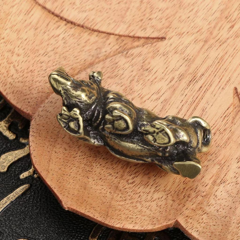 Retro Brass Rhino Figurines Ornaments Pure Copper Animal Rhinoceros Model Statue Miniatures Desk Decorations Feng Shui Gift