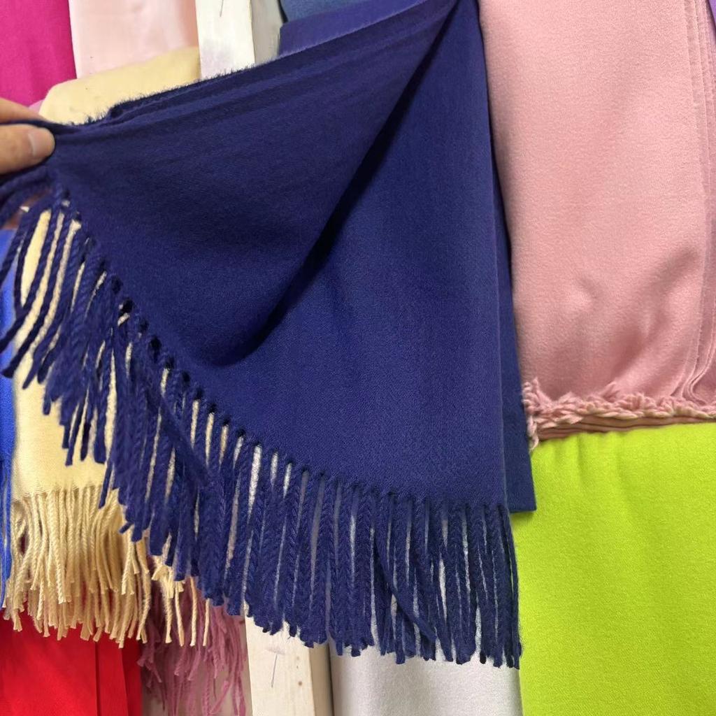 Осенне-зимний кашемировый шарф с бахромой, однотонная шаль двойного назначения, утолщенный теплый студенческий универсальный шарф
