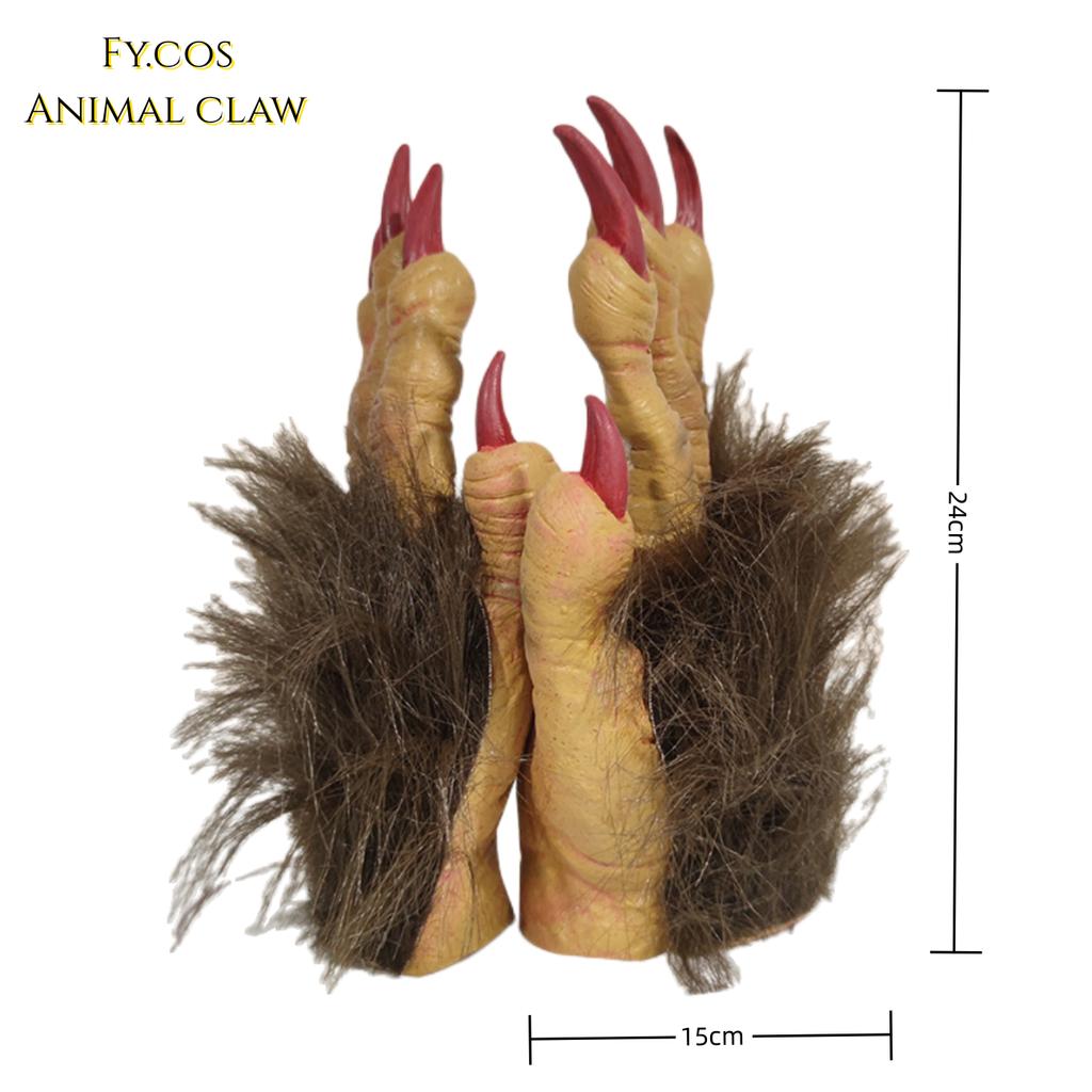 Пушистые перчатки с медведем, Хэллоуин, ужасы, маскарад, косплей, латекс, волк, горилла, реквизит для животных, коготь хищника, костюм Парка Юрского периода для мужчин