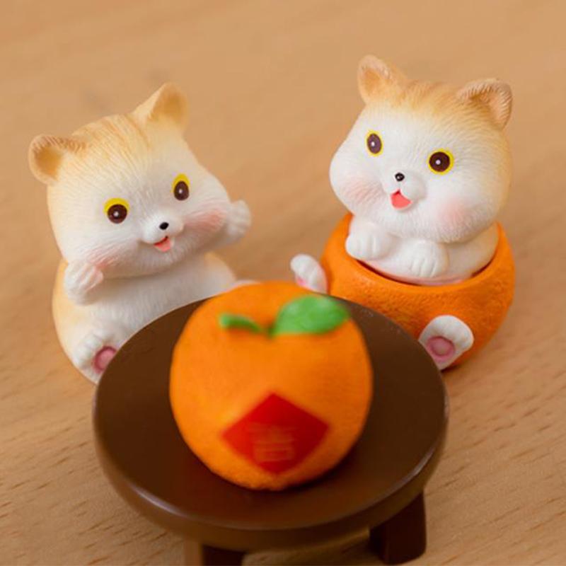 Mini Cute Orange Cat Micro Landscape Ornament For Car Dashboard Home Room Desktop Decoration Gift