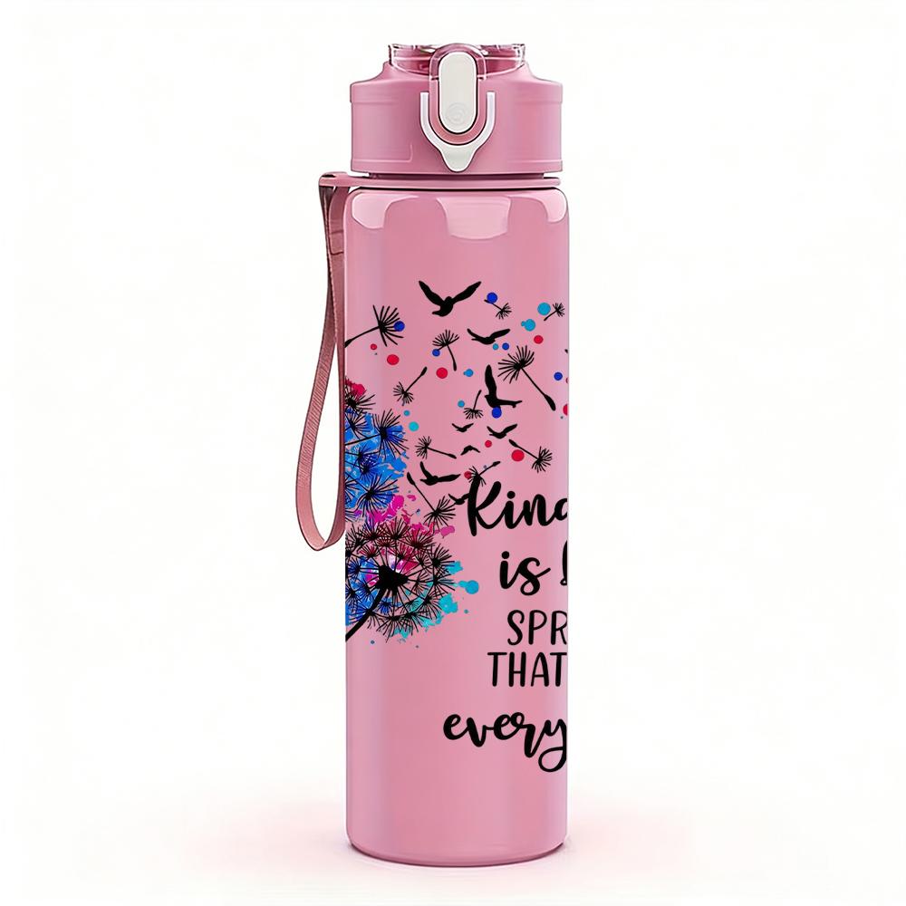 1PC Butterfly Kindness Quote Graphic,750ml Color Plastic Sports Water Bottle,Leakproof Flip Straw Lid,Suitable for Sports Office Home Use