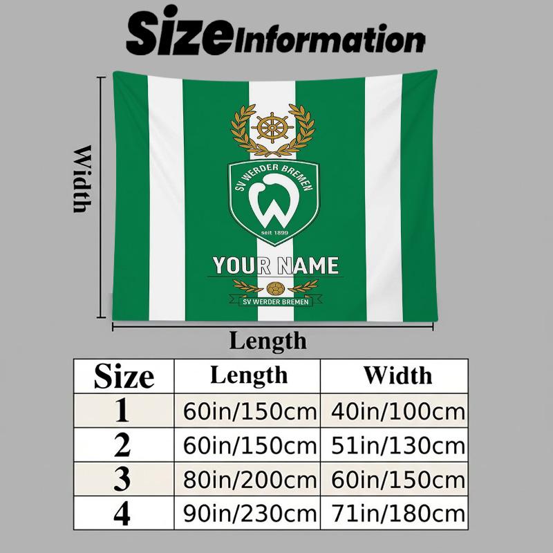 Custom Name SV Werder Bremen Printed Tapestry – Wall Hanging for Bedrooms, Dorms, and Home Decor