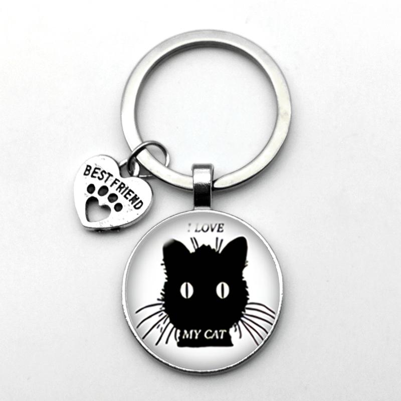 Very Cute Pet Cat Keychain Cat Paw Footprint Pattern Keychain BEST FRIEND Pendant Keychain Favorite Cat Essential Keychain