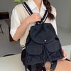 Double Shoulder School Bag Female High School Canvas Backpack College Student Female Clamshell Drawstring Backpack