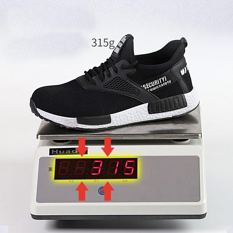 Labor Protection Shoes For Men And Women Four Seasons Lightweight Flying Fabric Anti-Smash Anti-Puncture Work Shoes Safety Shoes