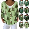 Women's Fashion Long Sleeve Christmas Snowman Snowflake Print Jacket Cardigan