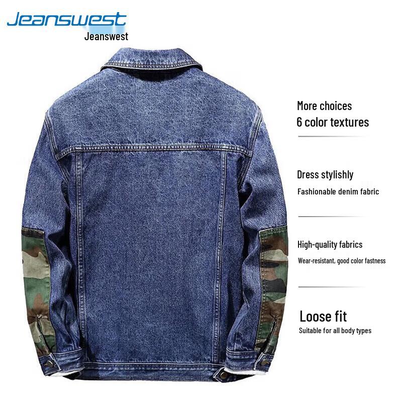 Мужская джинсовая куртка JEANSWEST с камуфляжными вставками