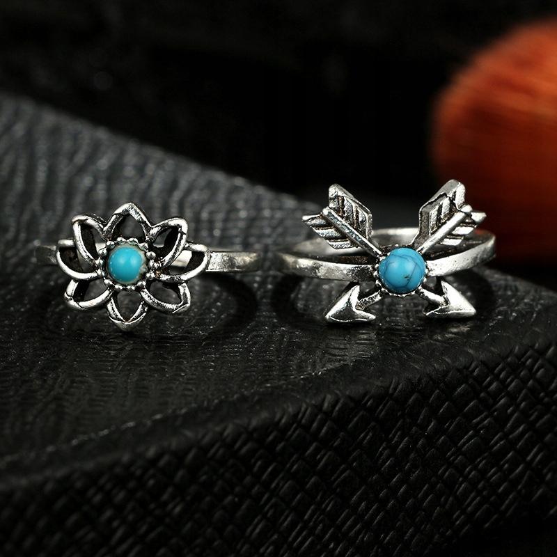 Silver Retro Punk Boho Ring Set 08