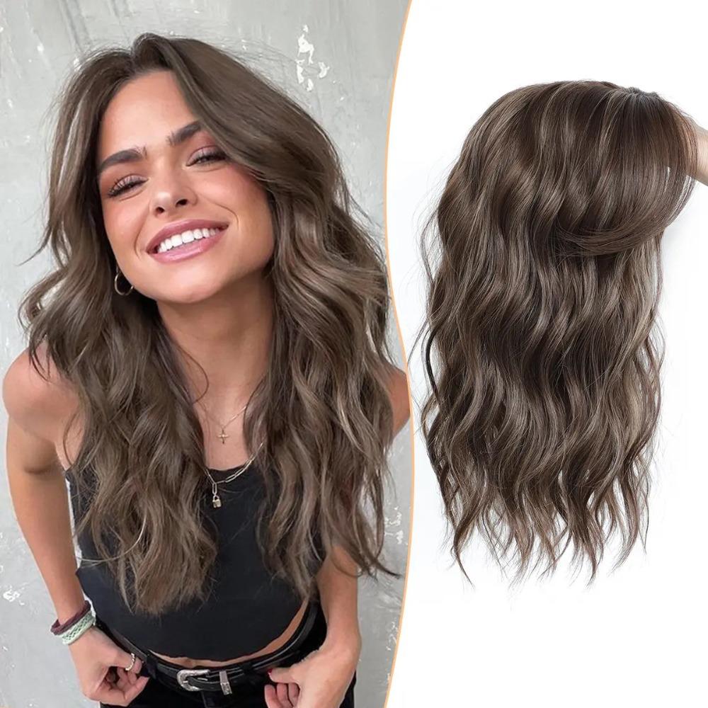 360° Coverage Long Wave Hair Topper Realistic Women Wiglets Topper Curly Hairpiece Thinning Hair