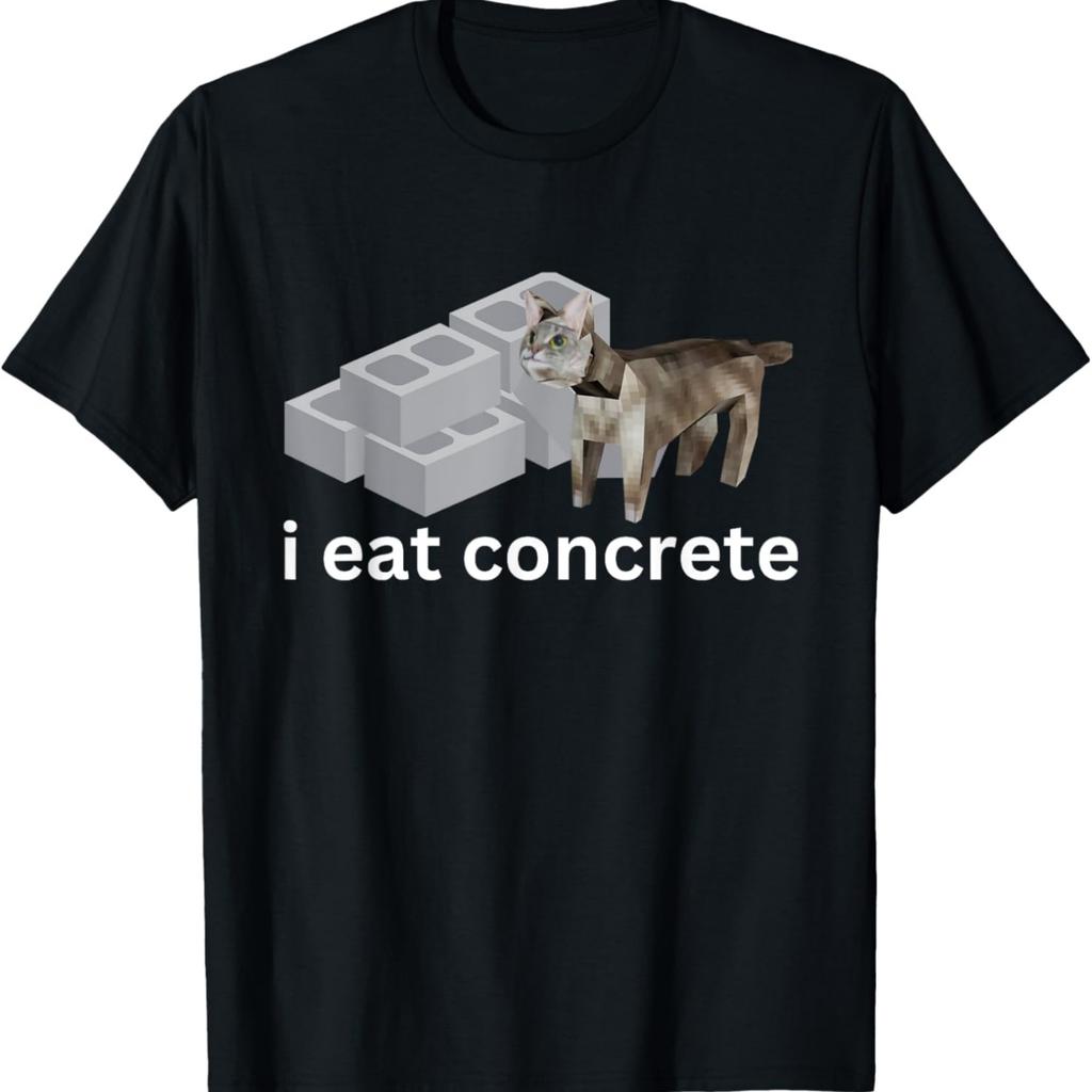 I Eat Concrete Funny Cursed Cat Meme T-Shirt