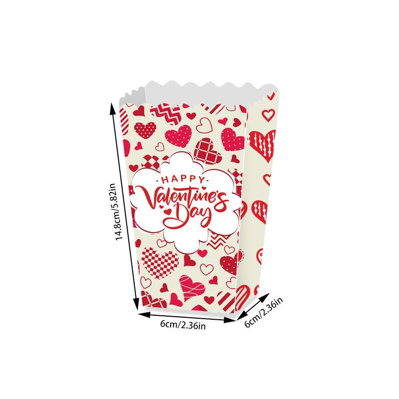 Love You Valentines Day Paper Popcorn Box With Cartoon Style For Party Decor And Gift