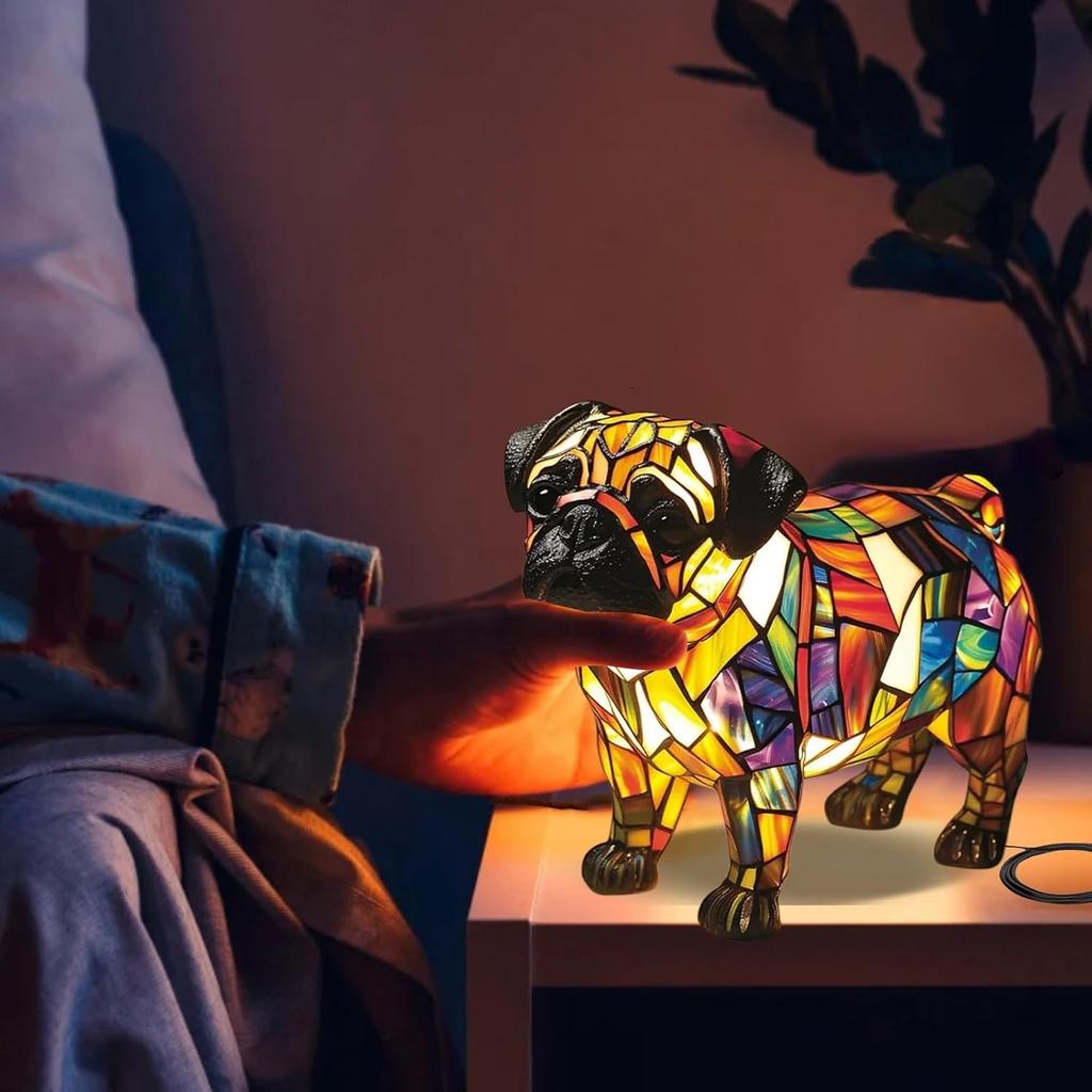 Ночной светильник с изображением собак, окрашенный в смоляной цвет, французский бульдог, настольная лампа, милые светодиодные настольные лампы для собак, винтажный ночник с изображением животных, красочный столик для собак