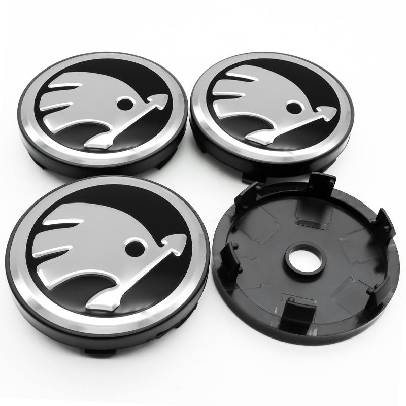 JIYQ3 4Pcs 56/60mm Car Wheel Center Hub Caps Sticker Rim Cover Emblem Badge For Skoda Octavia 2 3 a5 a7 Fabia Kamiq Kapoq Kodiaq Rapid