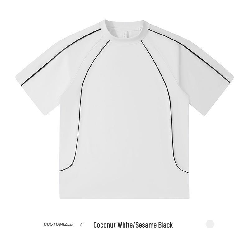 Мужская футболка из 100% хлопка 240 г/м² контрастного цвета с круглым вырезом и короткими рукавами свободного кроя: Трендовый стиль с Хай-стрит