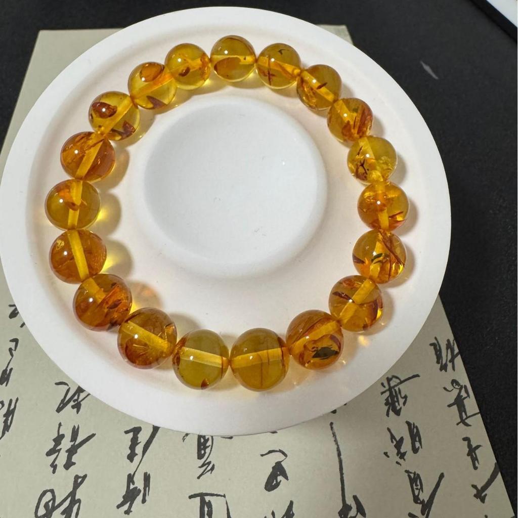 Классический универсальный браслет с янтарным цветком для мужчин и женщин