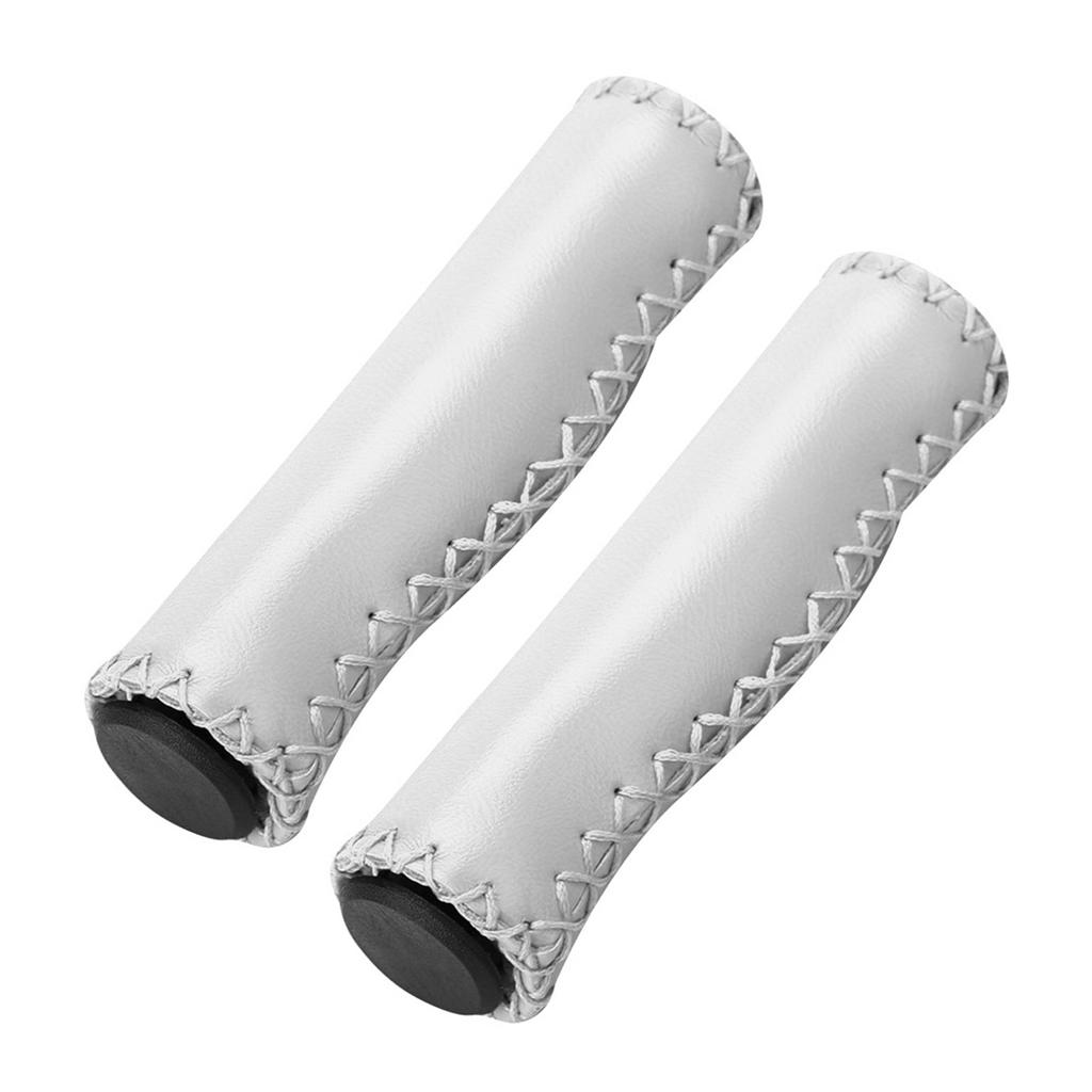 1 пара сшитых вручную ручек для руля велосипеда из полиуретана с заглушкой(белый)