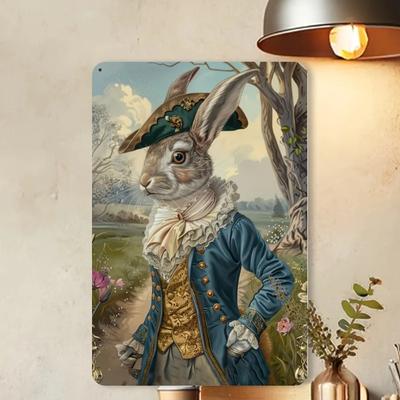 Винтажная жестяная табличка с кроликом 8x12 дюймов Рустикальный настенный декор Домашний бар Кафе