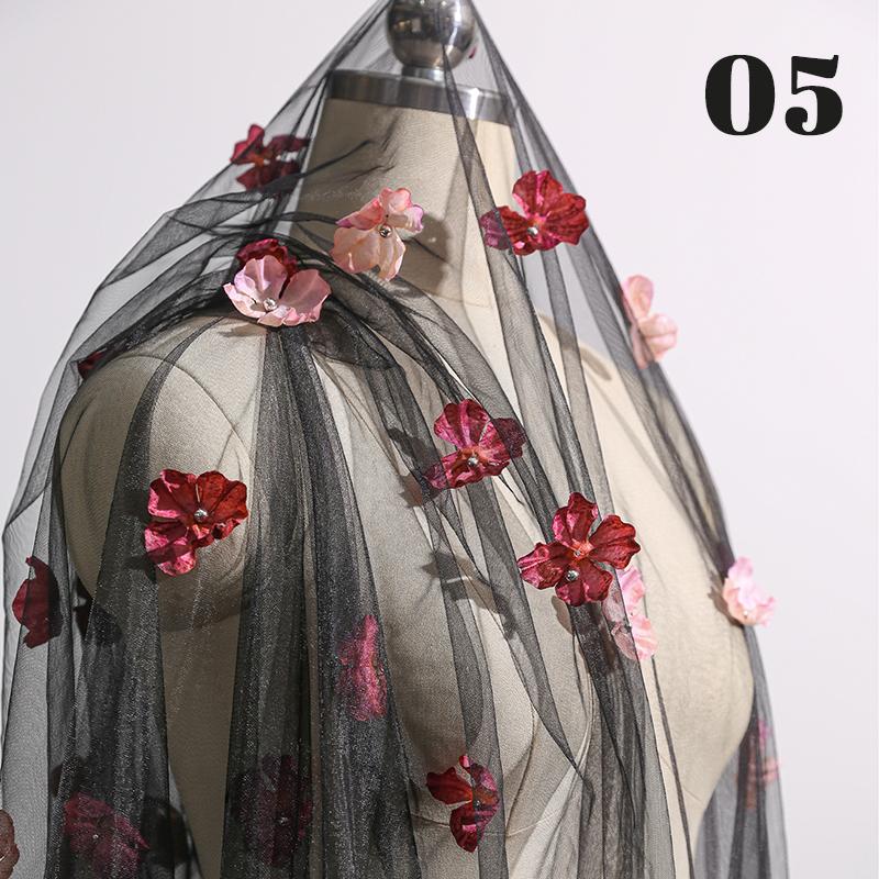 50*135см Изысканный Фэнтезийный Цветочный Тюль Вуаль Ткань Фон Украшение Свадебное Платье Детская Одежда 3D Цветочная Сетка Ткань