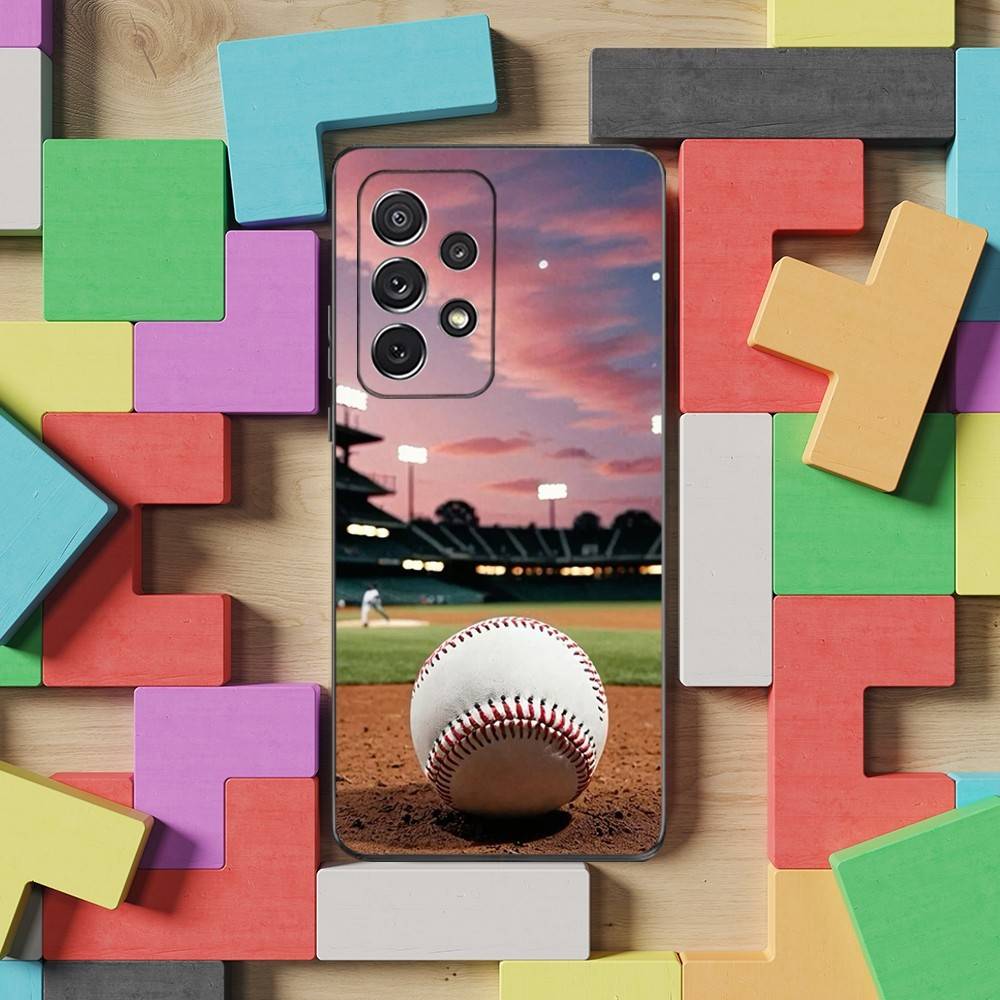 Sport Art Baseball Case For Samsung S22,S25,Ultra,S24,S23,FE,S20,S10,Plus,S21,S9,Lite,Soft Silicone Black
