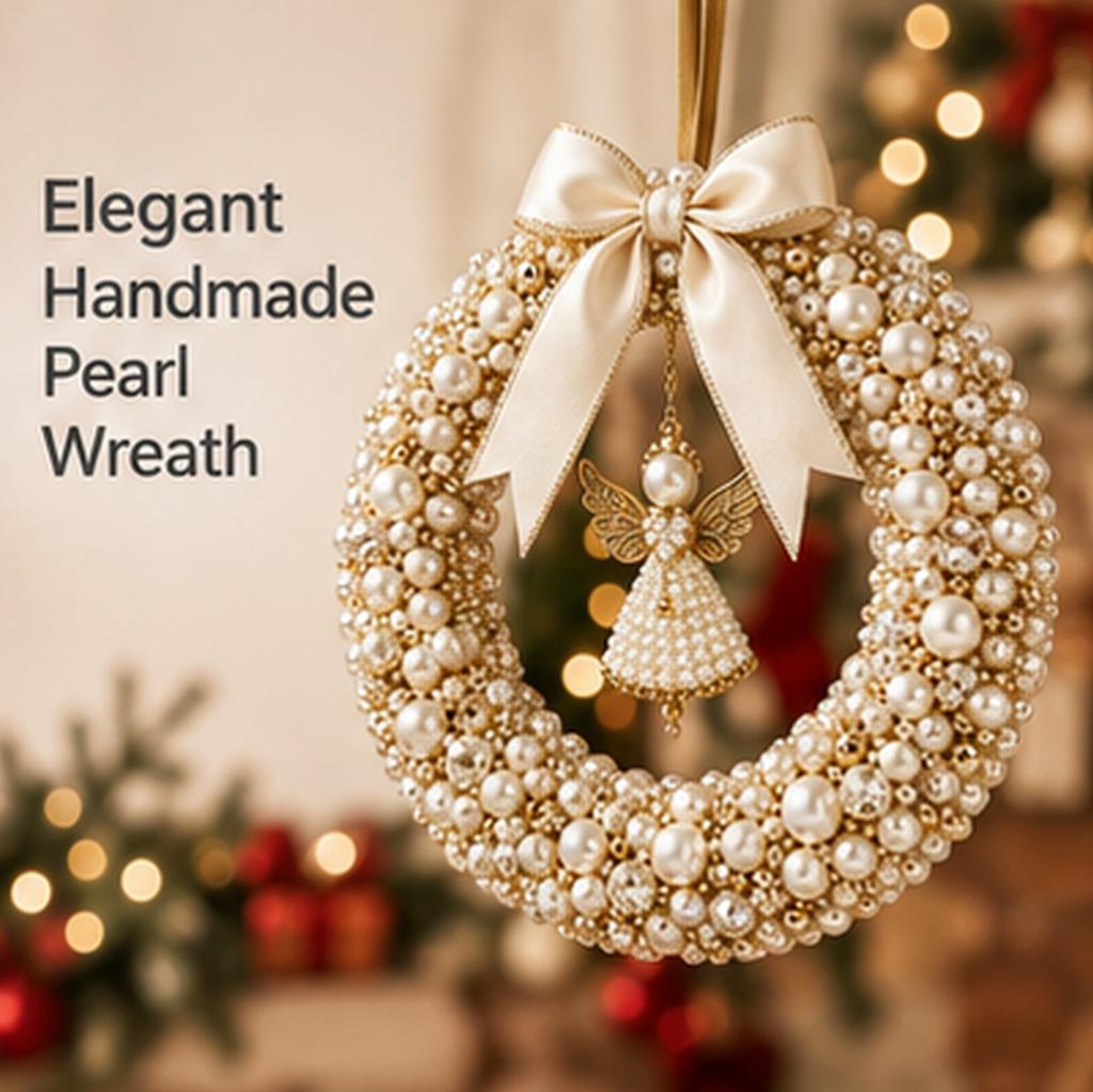 DIY Christmas Pearl Wreath Handmade Beaded Door Hanging Decoration Christmas Beaded Wreath - Angel Wreath