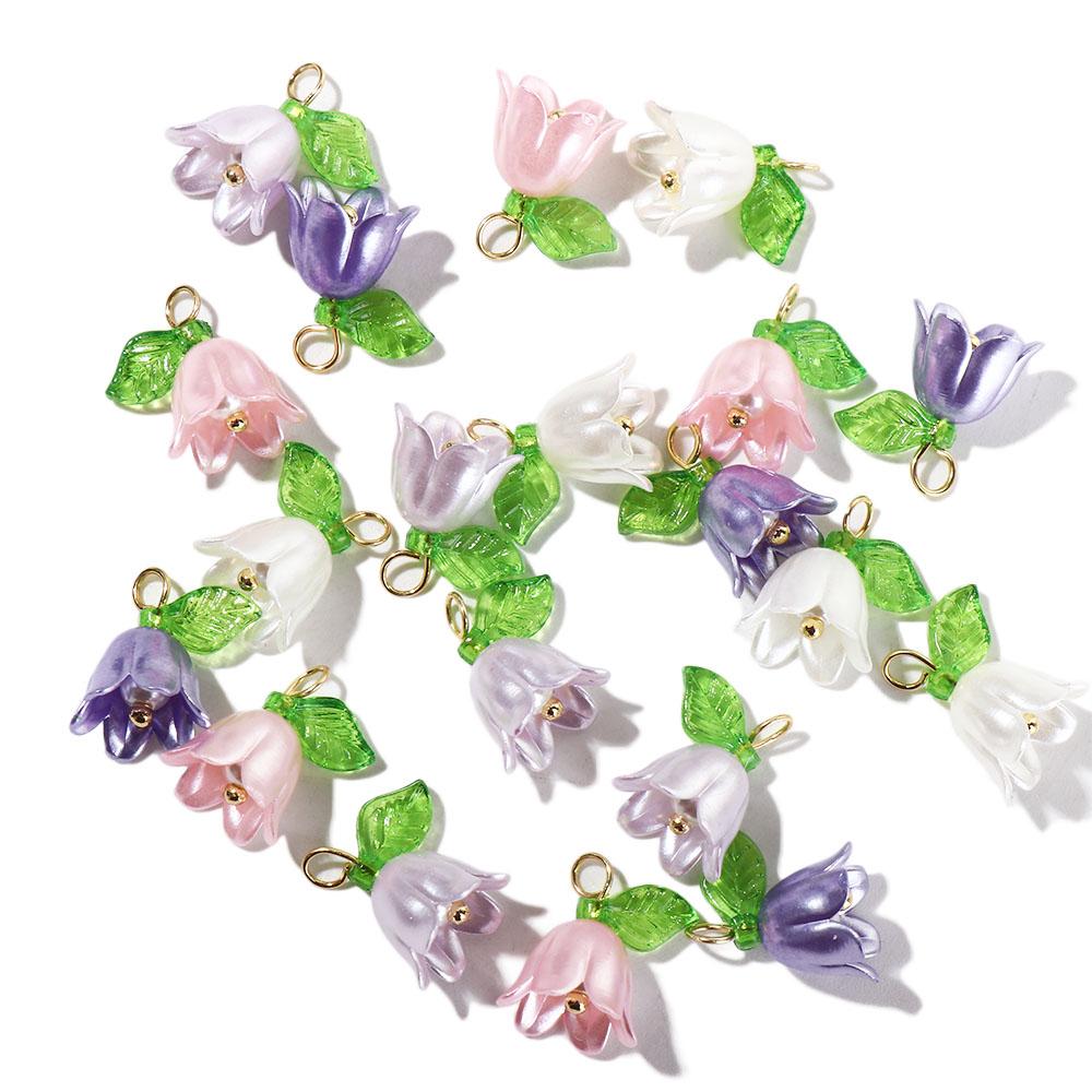 Crafts Bracelet Making Kit For DIY Bell Orchid Beads Flora Leaves Beads Loose Beads Lampwork Beads
