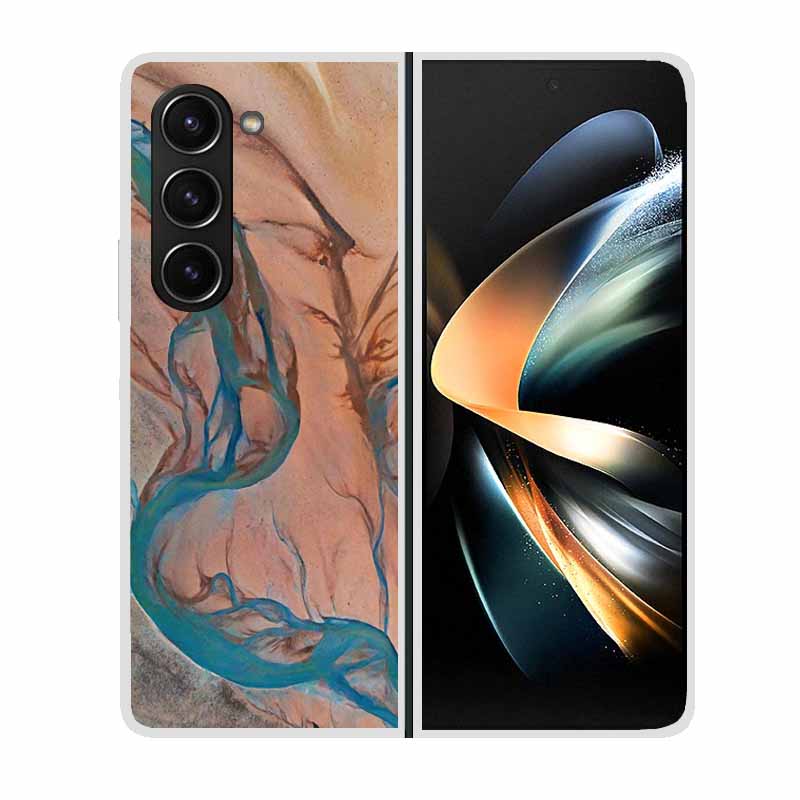 For Samsung Galaxy Z Fold 5 ZFold5 Cases Marble Transparent Shockproof Protection Hard Back Cover For Samsung Z Fold 5 5G Cases