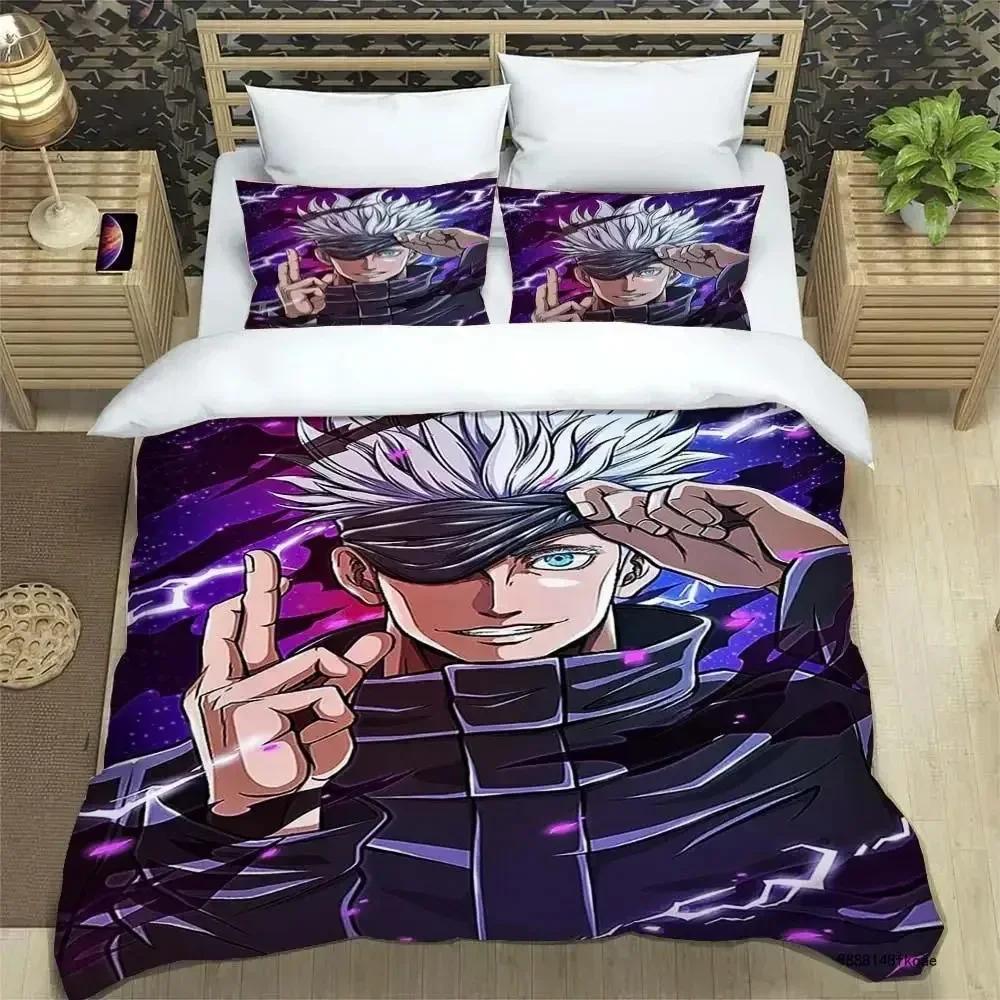 Новый Аниме Jujutsu Kaisen Сатору Годжо Рождественский Подарок Король Близнецы Двойной Детский Комплект Постельного Белья Микрофибра или Полиэстер Пододеяльник Комплект