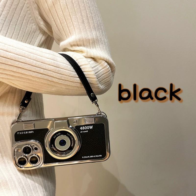 Vintage Camera-Style TPU Phone Case With Detachable Hand Strap IPhone 16 Pro Max 17 Anti-Drop Protection