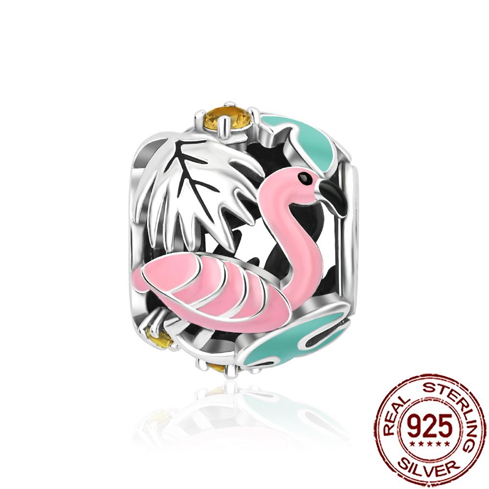 New Charms 925 Silver Cat Dog Flamingo Chameleon Axolotl Animal Beads Fit Bracelet Necklace Women DIY Jewelry