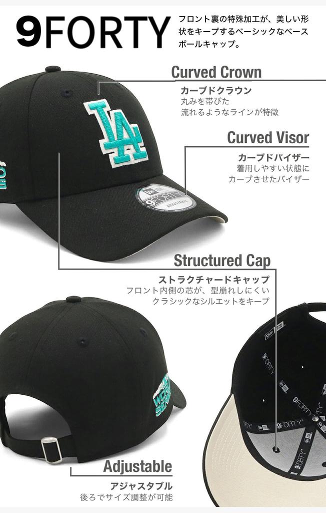NEW ERA Cap 9FORTY Cloth Strap 15352368 NER37C6288 Los Angeles Dodgers black Teal MLB Women's