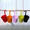 Metal Iron Hanging Flower Plant Pots Balcony Garden Plant Planter Baskets Fence Bucket Holders with Detachable Hook